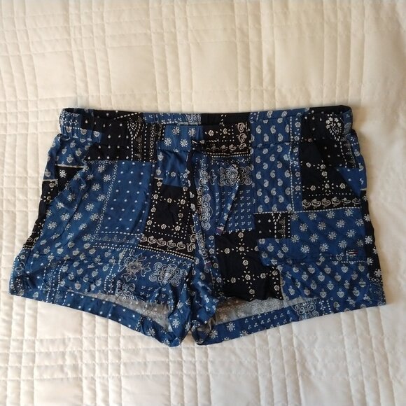 Tommy Hilfiger Jeans Tie-Waist Navy Design Shorts - Picture 1 of 4